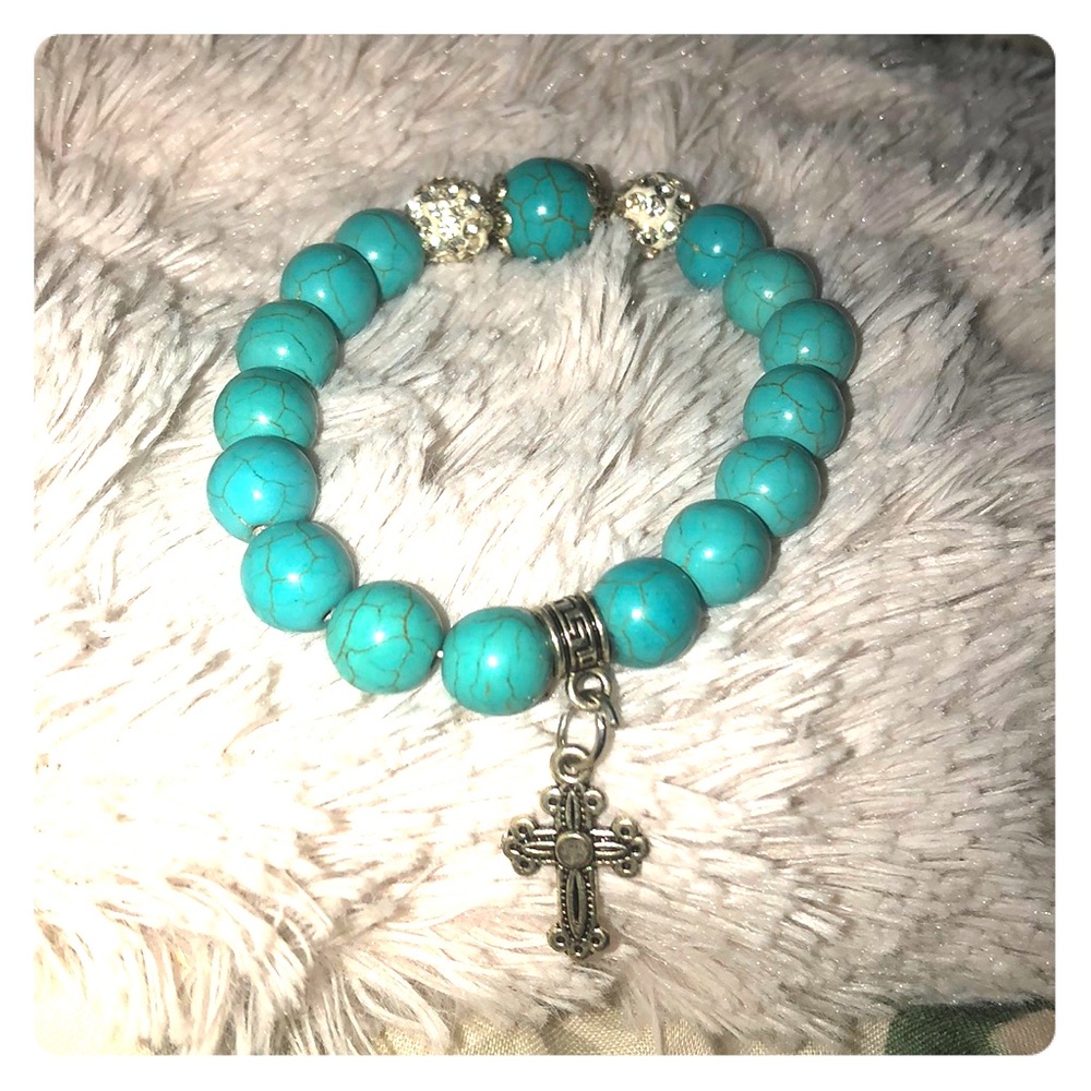 turquoise beaded cross bracelet